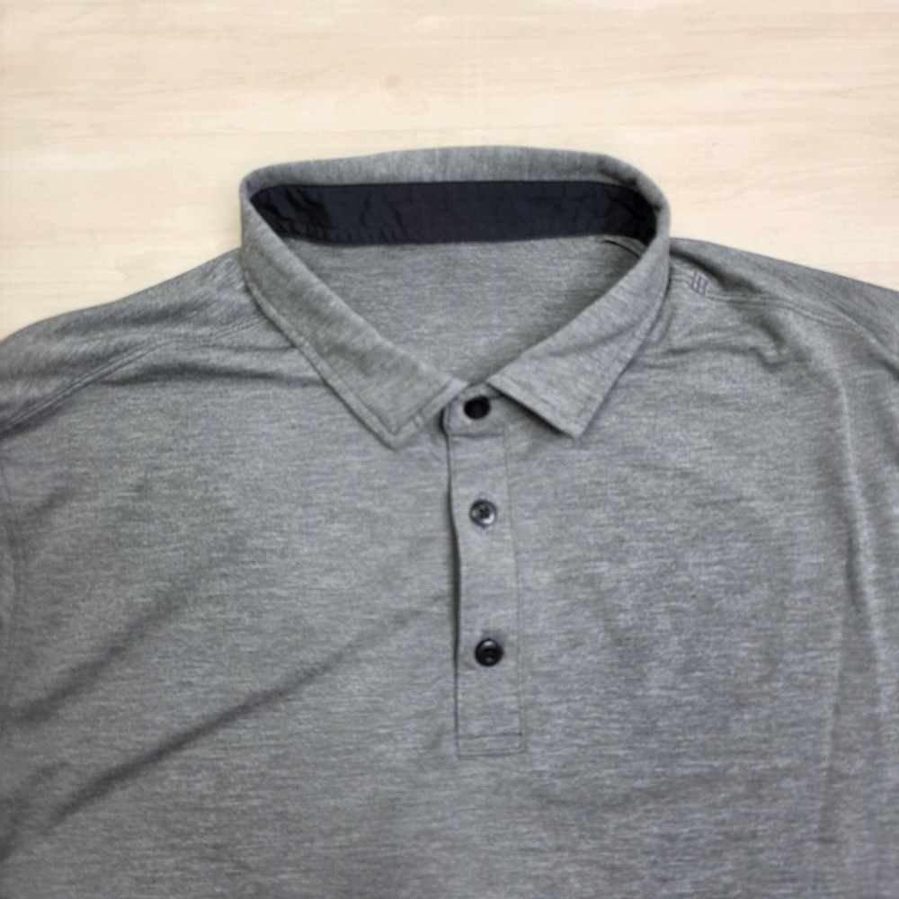 lululemon athletica Heather Gray Short Sleeve Polo - Picture 3 of 5